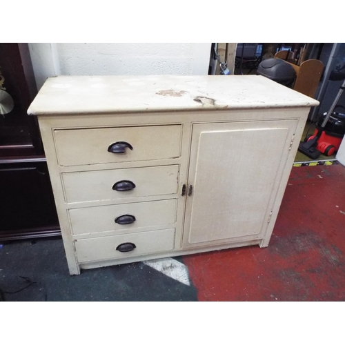 385 - Very heavy solid pine, well constructed antique kitchen cabinet. Ideal candidate for stripping/resto... 