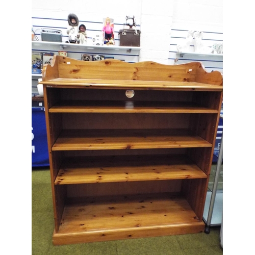 392 - Large pine bookcase with three adjustable pine shelves.  H:48 x W:48 x D:17 inches.