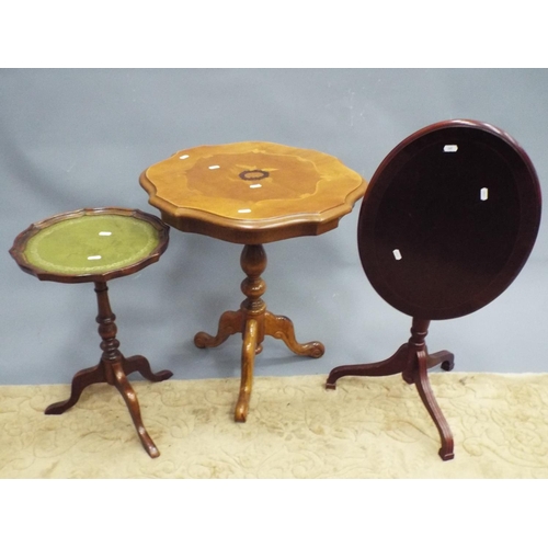 395 - Trio of small handy tables to include tilt top space saver wine table.