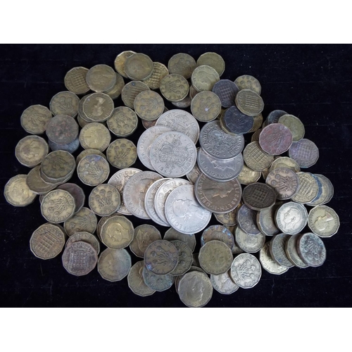 165 - Selection of UK Vintage Three penny bits plus some Half crowns in cupro nickel.