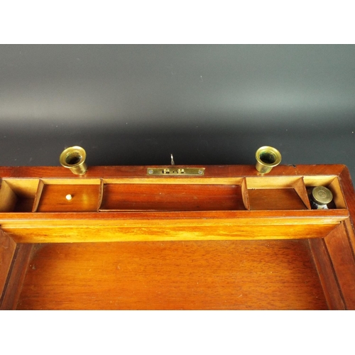 185 - Victorian Mahogany writing slope with leather top in fine condition. Complete with glass inkwell and... 