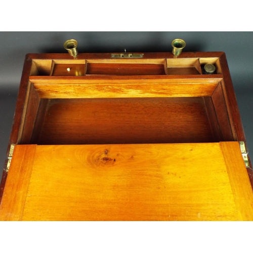 185 - Victorian Mahogany writing slope with leather top in fine condition. Complete with glass inkwell and... 