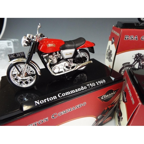 15 - Four, Atlas 1:24 Scale die cast model motorcycles. All boxed and unused condtion