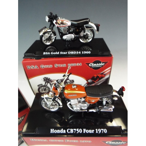 15 - Four, Atlas 1:24 Scale die cast model motorcycles. All boxed and unused condtion