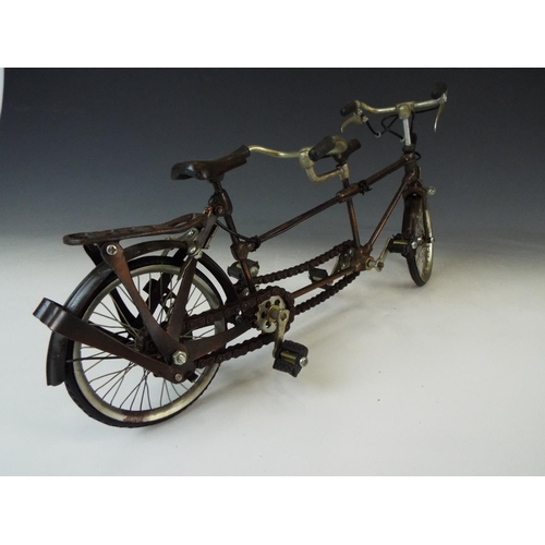 3 - Detailed metal model of a tandem bicycle. Working crank and chains.    16 inches long.