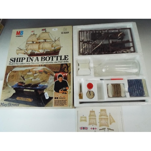 75 - Retro MB Hobbies 'Ship in a bottle' construction set. Boxed and believed complete.