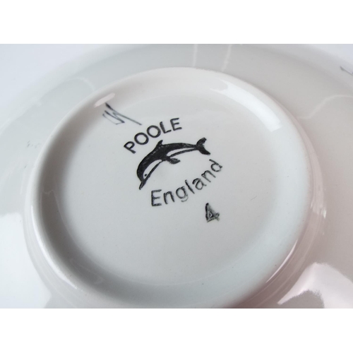 124 - Poole pottery plate, Artists mark for Angela Bevin along with Pool Base mark.  10 inches in Diameter... 