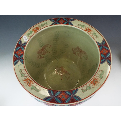 157 - Lovely Oriental Goldfish bowl with transfer printed decorative figures, gold fish prints within. 10 ... 