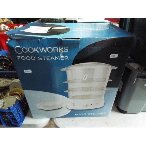 1122 - Cookworks food steamer in box seemingly unused condition. See photo