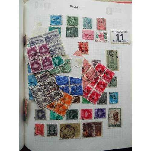 11 - Four part filled albums of assorted world stamps. See photos