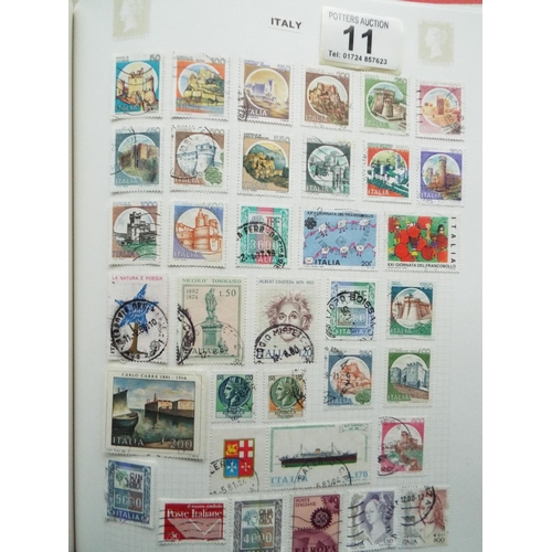 11 - Four part filled albums of assorted world stamps. See photos