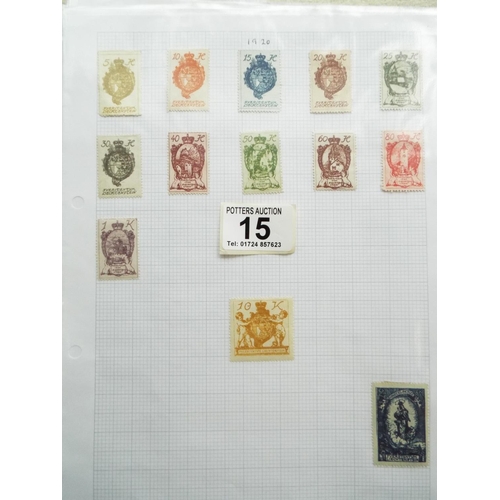 15 - Four part filled albums of assorted world stamps. See photos