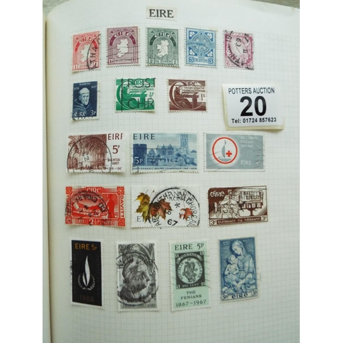 20 - Four part filled albums of assorted world stamps. See photos