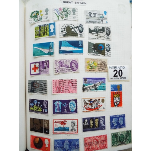 20 - Four part filled albums of assorted world stamps. See photos