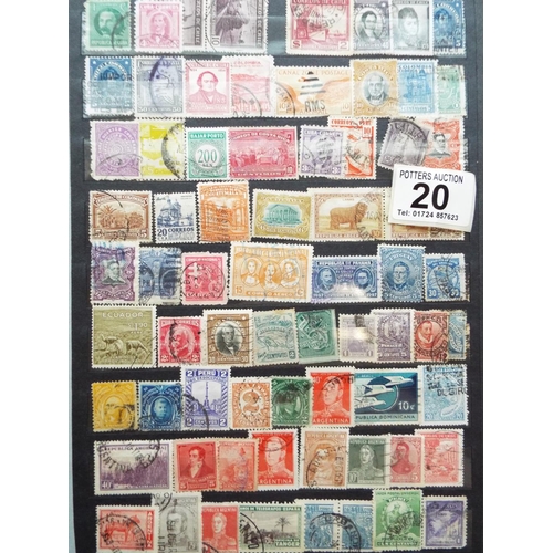 20 - Four part filled albums of assorted world stamps. See photos