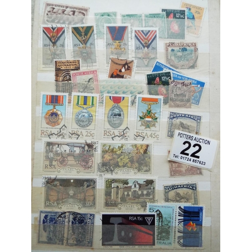 22 - Ten Hobby part filled stamp albums. Plus full album of South African stamps.  See photos