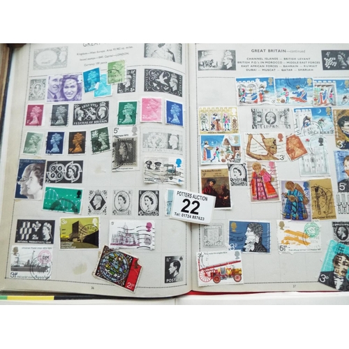 22 - Ten Hobby part filled stamp albums. Plus full album of South African stamps.  See photos