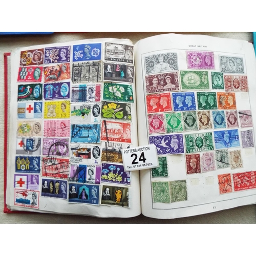 24 - Six part filled albums of assorted World Stamps.  See photos