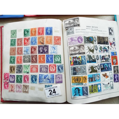 24 - Six part filled albums of assorted World Stamps.  See photos