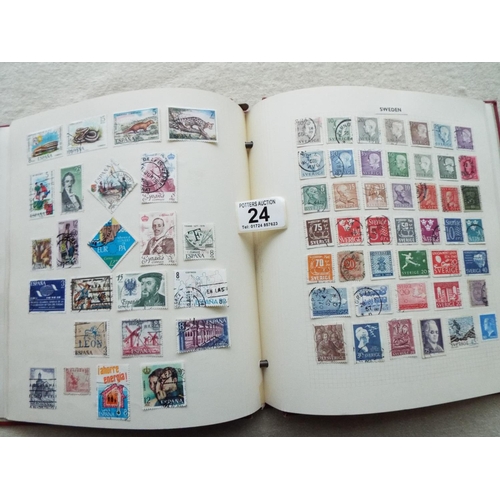 24 - Six part filled albums of assorted World Stamps.  See photos