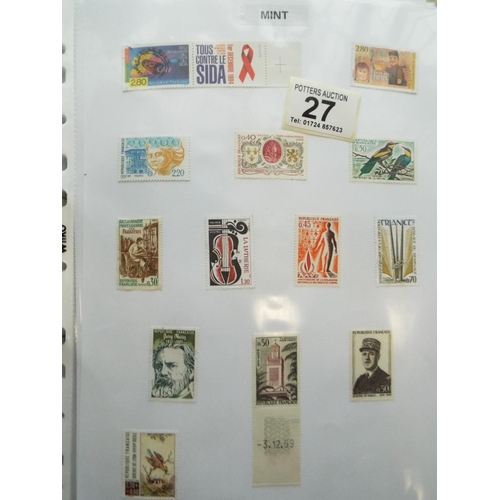 27 - Large full album of Mint and used French stamps plas album of German Stamps. See photos