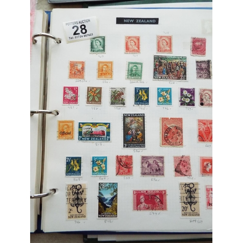 28 - Ten part filled and loose leaf albums of assorted and world stamps.  See photos