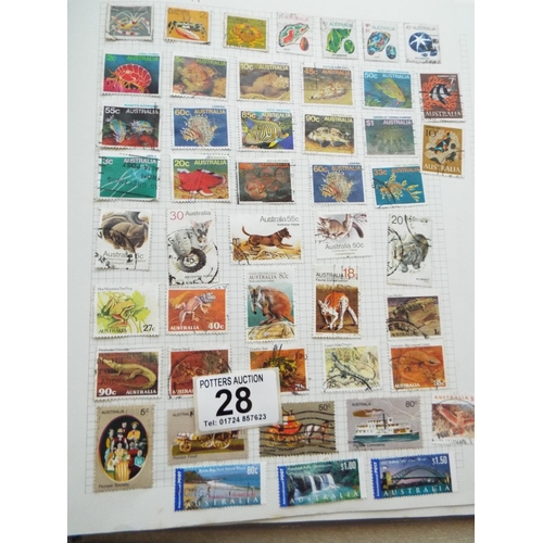 28 - Ten part filled and loose leaf albums of assorted and world stamps.  See photos