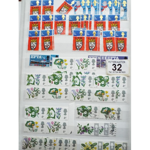 32 - Three albums of GB pre decimal stamps, many mint.  See photos