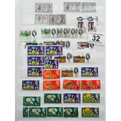 32 - Three albums of GB pre decimal stamps, many mint.  See photos