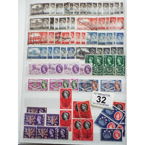 32 - Three albums of GB pre decimal stamps, many mint.  See photos