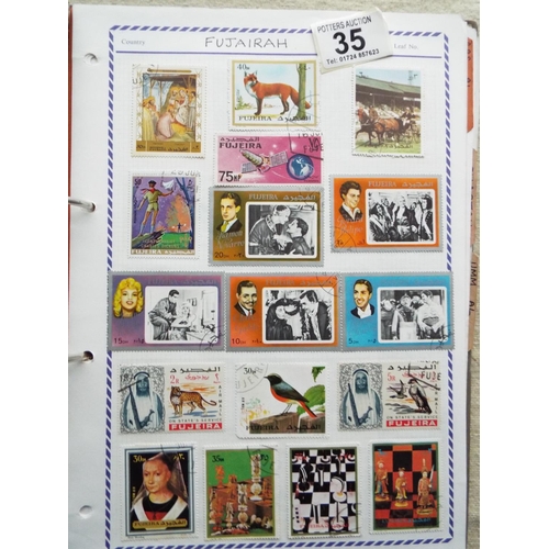 35 - Well filled album of Stock Stamps, Part filled album of Middle Eastern countries plus one other. See... 