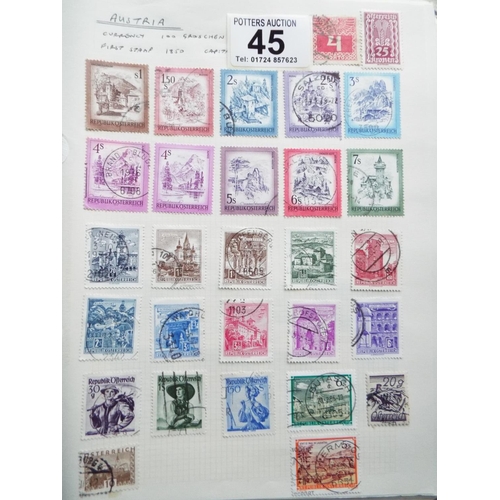 45 - Four small but well filled albums of World Stamps to include GB. See photos