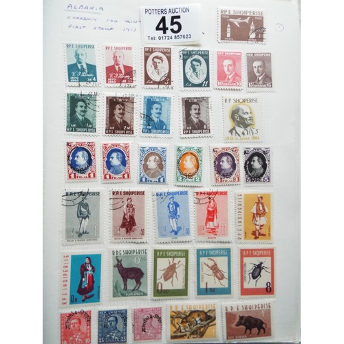 45 - Four small but well filled albums of World Stamps to include GB. See photos