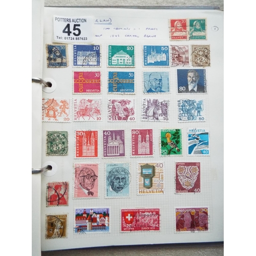 45 - Four small but well filled albums of World Stamps to include GB. See photos