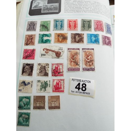 48 - Album of QEII Stamps, World album to include GB stamps, part filled plus empty album.  See photos