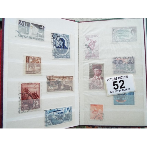 52 - Large tray of five assorted world stamp albums plus 15 pocket sized albums of world stamps, see phot... 