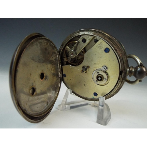 66 - Enamel faced pocket watch with Continental 800 silver case. Intermittent runner. Small chip to cryst... 