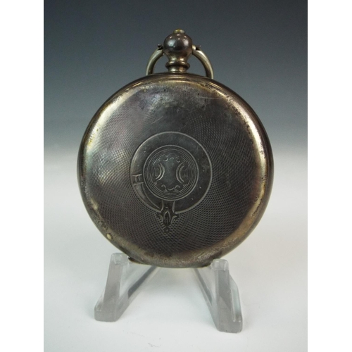 66 - Enamel faced pocket watch with Continental 800 silver case. Intermittent runner. Small chip to cryst... 