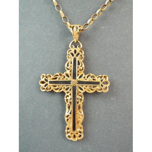 67 - Large, Heavy 9ct Crucifx measuring 2.25 inches long along with a 20 inch 9ct Belcher chain with Lobs... 