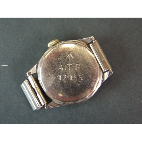 75 - Military steel cased watch. Luminous dial , Stamped with arrowmark to back of case. Non runner for s... 