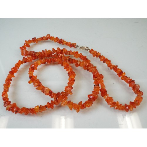 79 - 32 inch Glass coral type necklace with 925 silver clasp