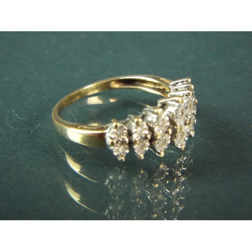 82 - 9ct Yellow Gold Multi Diamond set ring.  0.10 cts Diamonds.  Finger size 'N'