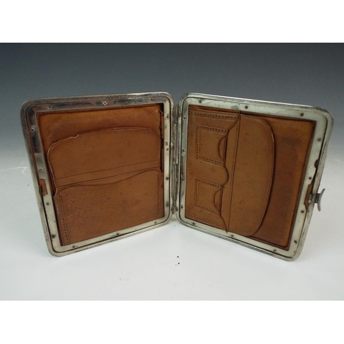 123 - Antique soft leather wallet with Silver frame and hallmarked corners.  Birmingham 1906, Excellent or... 