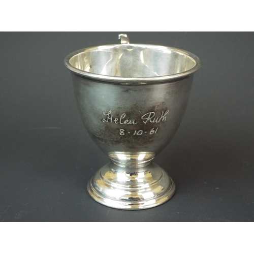 147 - Hallmarked Solid Silver Christening mug. London 1957.  62.1g