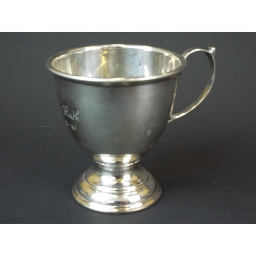 147 - Hallmarked Solid Silver Christening mug. London 1957.  62.1g