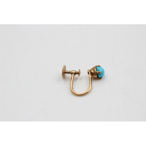 260 - 9ct Gold Vintage Turquoise Screw-Back Earrings (1.5g)     2789