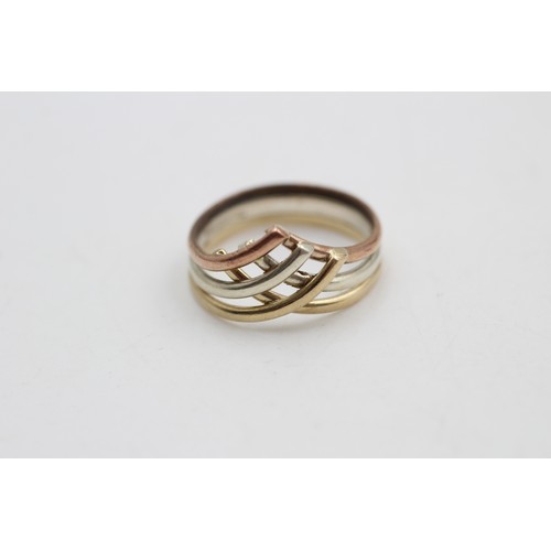 263 - 9ct Yellow White & Rose Gold Vintage Crossover Wishbone Ring (3.5g)     5850