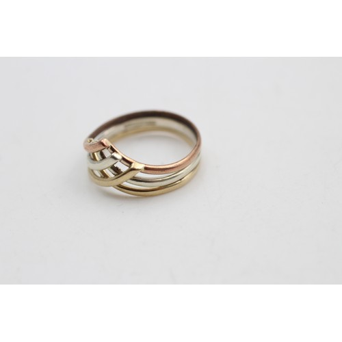 263 - 9ct Yellow White & Rose Gold Vintage Crossover Wishbone Ring (3.5g)     5850