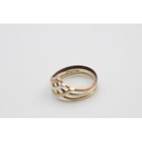 263 - 9ct Yellow White & Rose Gold Vintage Crossover Wishbone Ring (3.5g)     5850