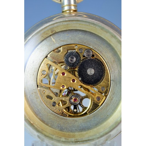 120A - Jager Lecoultre swiss made skeleton pocket watch, crown wind. working order. see photos.